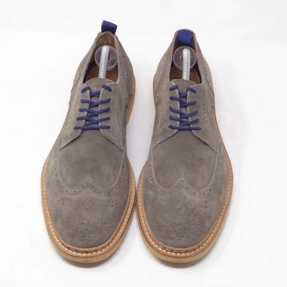 Johnston & Murphy Men Pearce Oxford Shoes Grey Suede Wingtip Brogue 10M 27-1957